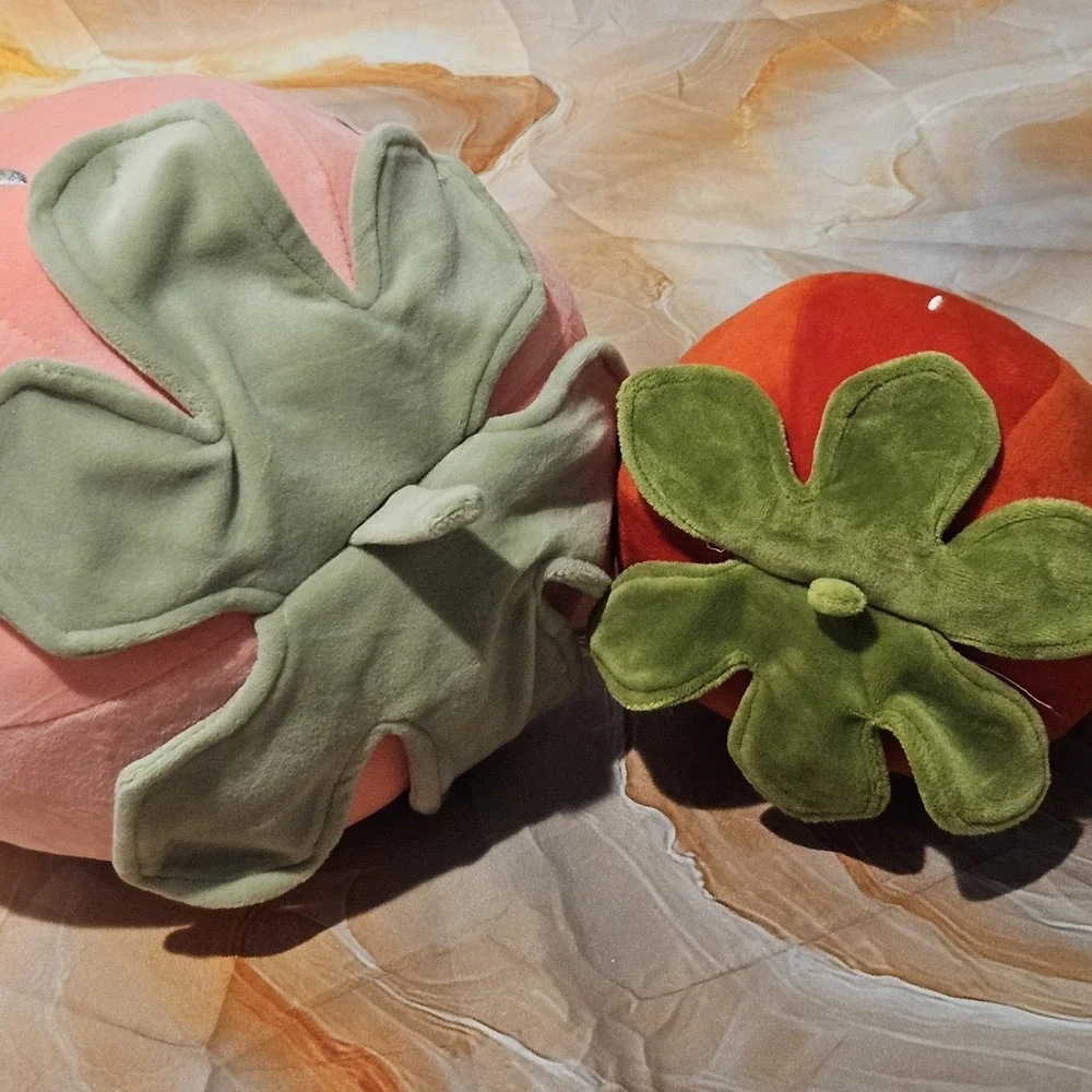 Strawberry Plush Lot of 2 Large Pink Red Fruit Stuffed Toys Kawaii Decor